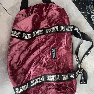 Pink velvet Duffel bag